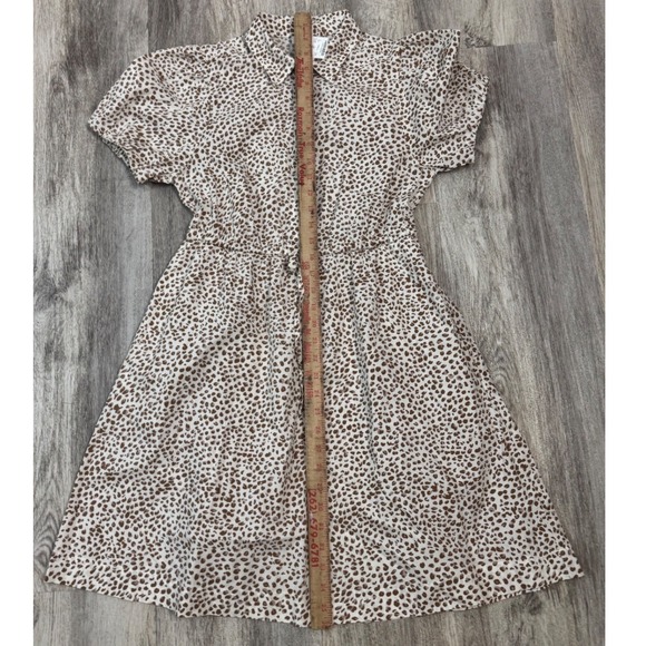 J. Crew Leopard Print Shirtdress Button Front Tie Waist Short Sleeve Size 2 - Picture 6 of 7